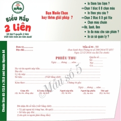 Phiếu Thu 2 liên-Bloc 2 (in sẵn) & Bloc 6 (chọn mẫu in tên) hoặc theo thiết kế