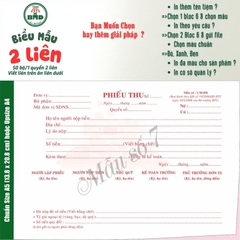 Phiếu Thu 2 liên-Bloc 2 (in sẵn) & Bloc 6 (chọn mẫu in tên) hoặc theo thiết kế