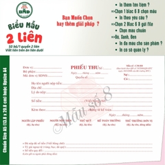 Phiếu Thu 2 liên-Bloc 2 (in sẵn) & Bloc 6 (chọn mẫu in tên) hoặc theo thiết kế