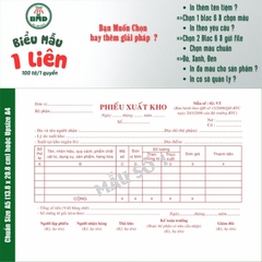 Phiếu Xuất Kho 1 liên-Bloc 2 (in sẵn) & Bloc 6 (chọn mẫu in tên) hoặc theo thiết kế