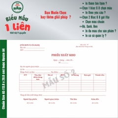 Phiếu Xuất Kho 1 liên-Bloc 2 (in sẵn) & Bloc 6 (chọn mẫu in tên) hoặc theo thiết kế