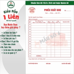 Phiếu Xuất Kho 1 liên-Bloc 2 (in sẵn) & Bloc 6 (chọn mẫu in tên) hoặc theo thiết kế