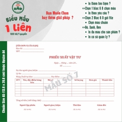 Phiếu Xuất Kho 1 liên-Bloc 2 (in sẵn) & Bloc 6 (chọn mẫu in tên) hoặc theo thiết kế