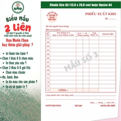 Phiếu Xuất Kho 2 liên-Bloc 2 (in sẵn) & Bloc 6 (chọn mẫu in tên) hoặc theo thiết kế