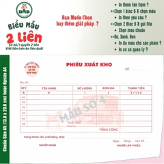 Phiếu Xuất Kho 2 liên-Bloc 2 (in sẵn) & Bloc 6 (chọn mẫu in tên) hoặc theo thiết kế