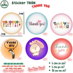 Tem thank you (trơn/in tên tiệm) chuẩn size vuông/tròn 3/3.8/6.8 cm-Bloc đồng giá-chọn mẫu hoặc in theo thiết kế