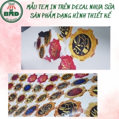 Tem Decal nhựa sữa in & tạo hình theo thiết kế-3 Block Chuẩn 1/10/100 tờ