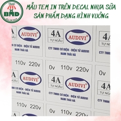 Tem Decal nhựa sữa in & tạo hình theo thiết kế-3 Block Chuẩn 1/10/100 tờ