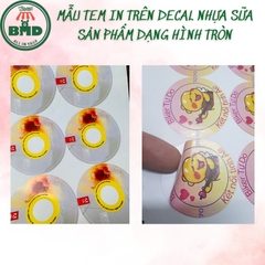 Tem Decal nhựa sữa in & tạo hình theo thiết kế-3 Block Chuẩn 1/10/100 tờ