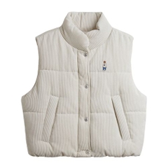 Áo WHOAU Ghi Lê Steve Cropped Corduroy Vest Màu Kem [ WHVWD4T07F-00 ]