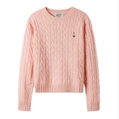 Áo WHOAU Steve Cable R-neck Pull Over Pink [ WHKAE4901F -01 ]