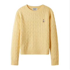 Áo WHOAU Steve Cable R-neck Pull Over Yellow [ WHKAE4901F -01 ]