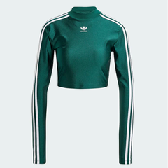 Áo Adidas 3 Stripes Cropped Long Sleeve Green [ IR8136 ]