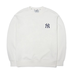 Áo Nỉ Sweater MLB Monogram Logo Overfit Sweatshirt NY Yankees Màu Trắng [ 3AMTM0124-50IVS ]