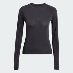 Áo Adidas Sheer Long Sleeve Tee with Ruched 3-Stripes Black [ IZ4942 ]