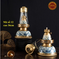 Đèn thờ Gốm sứ Bát Tràng - Đèn họa tiết vẽ sơn thủy men rạn