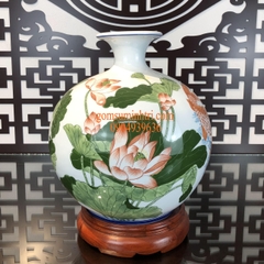 Bình hút tài lộc vẽ Sen Cá cao 36 cm