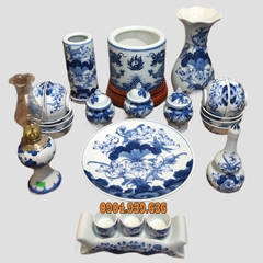 BỘ ĐỒ THỜ MEN LAM CHUẨN BÁT TRÀNG - Phù hợp với ban thờ chung cư có kích thước nhỏ dưới 1m 
