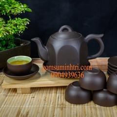 Bộ ấm chén gốm dáng lục giác  - Gốm sứ Bát Tràng