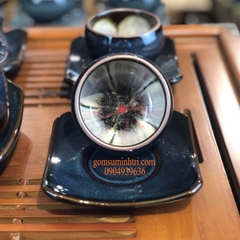 Bộ ấm trà men hỏa biến dáng Giang Tây, hoa trong lòng chén