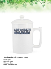Cốc C cao tay vuông - Quà tặng gốm sứ Bát Tràng - AT2443