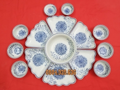 Bộ đồ ăn hoa mặt trời - vẽ tay hoa phù dung - Gốm sứ Bát Tràng cao cấp