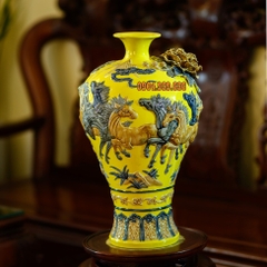 Mai bình Tụ Lộc - MÃ ĐÁO THÀNH CÔNG Màu Vàng - gốm sứ Bát Tràng - H48cm
