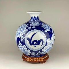 Bình hút Tài lộc - Vạn Sự Như Ý - Vẽ Sen Gốm sứ Bát Tràng