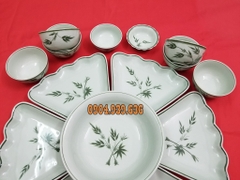 Bộ đồ ăn hoa mặt trời - vẽ tay trúc - Gốm sứ Bát Tràng cao cấp