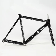 Khung xe đạp fixed gear SHUKAKU 2024 đen chữ trắng chính hãng