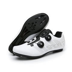 Giày can xe đạp road và mtb SPORT trắng 2 khoá vặn chữ to