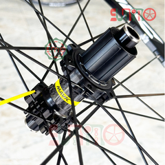 Vành bộ nhôm 4cm xe đạp road MAVIC Cosmic Elite hub THRU áo carbon cối thả HG thắng dĩa 6 ốc