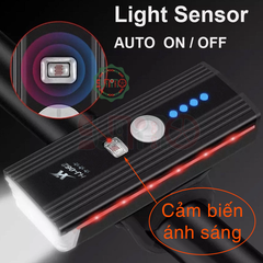 Đèn còi xe đạp HJ-062 300lumen có cảm biến anh sáng
