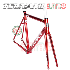 Sườn xe đạp fixed gear TSUNAMI SNM100 màu đỏ chính hãng