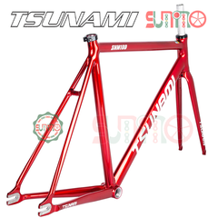 Sườn xe đạp fixed gear TSUNAMI SNM100 màu đỏ chính hãng