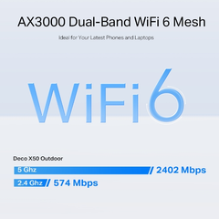 Bộ Phát Wi-Fi Mesh Ngoài Trời TP-Link Deco X50-Outdoor (Wi-Fi 6, AX3000, băng tần kép, PoE/AC, 2 cổng Gigabit)