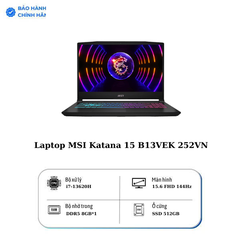 Laptop MSI Katana 15 B13VEK 252VN | CPU i7-13620H | RAM 8GB DDR5 | SSD 512GB PCle | VGA RTX 4050 6GB | 15.6 FHD IPS 144Hz | Win11.