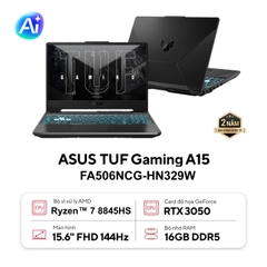 Laptop Gaming ASUS TUF Gaming A15 FA506NCG-HN329W (Ryzen 7 8845HS, 16GB, 512GB, RTX 3050 4GB, 15.6