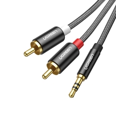 Cáp Audio 3,5mm ra 2 đầu RCA Ugreen 60240 dài 1m Bọc Nylon