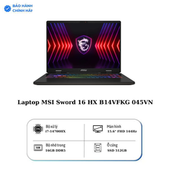 Laptop MSI Sword 16 HX B14VFKG 045VN (Intel Core i7-14700HX | 16GB | 1TB SSD | RTX 4060 GDDR6 8GB | 16 inch QHD+ | Win 11 | Cosmos Gray)