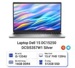 Laptop Dell 15 DC15250 - DC5I5357W1 (i5 1334U, 16GB, 512GB, Full HD 120Hz, OfficeH24+365, Win11)