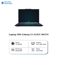 Laptop MSI Cyborg 15 A13UC 861VN (Intel Core i5-13420H | 16GB | 512GB | RTX 3050 GDDR6 | 15.6 inch FHD | Windows 11 Home | Black)