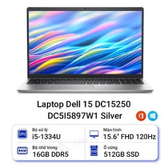 Laptop Dell 15 DC15250 DC5I5897W1 (i5 1334U/ 16GB/ 512GB SSD/ 15.6 inch FHD/ 120Hz/ Win 11/ Office/ Silver/ 1Y)