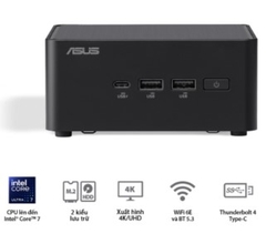 Bộ Mini PC Asus NUC 14 PRO Tall RNUC14RVHI3 (i3- 100U/ 2xNVMe, SATA/ 2x HDMI 2.1/2x DP 1.4a/ VESA MOUNT)