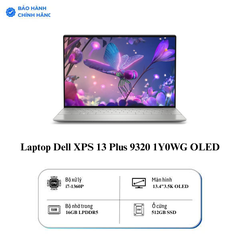 Laptop Dell XPS 13 Plus 9320 1Y0WG OLED (Core i7 1360P/ 16GB/ 512GB SSD/ Intel Iris Xe Graphics/ 13.4inch 3.5K Touch/ Win11 + Office Student + McAfee LS/ Silver/ Nhôm nguyên khối/ 1 Year)