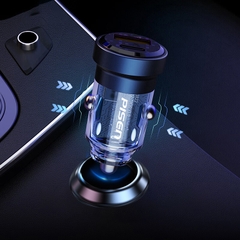 Sạc car Pisen trong suốt ( USB + Type-C ) , Model : LP-CC51