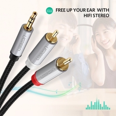 Cáp Audio 3.5mm sang 2 đầu RCA cao cấp dài 3M Ugreen 40844