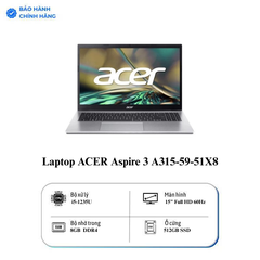 Laptop ACER Aspire 3 A315-59-51X8 (NX.K6TSV.00F) (i5-1235U/RAM 8GB/512GB SSD/ Windows 11)