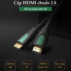 Cáp dữ liệu HDMI 2.0truyền âm thanh hình ảnh dài 1.5M Ugreen (40461)