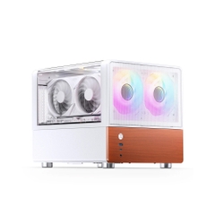 Vỏ Case JONSBO V12 (M-ATX, Kính Cường Lực 270°, Gỗ Tự Nhiên, 2 Fan 120mm, Black/White)